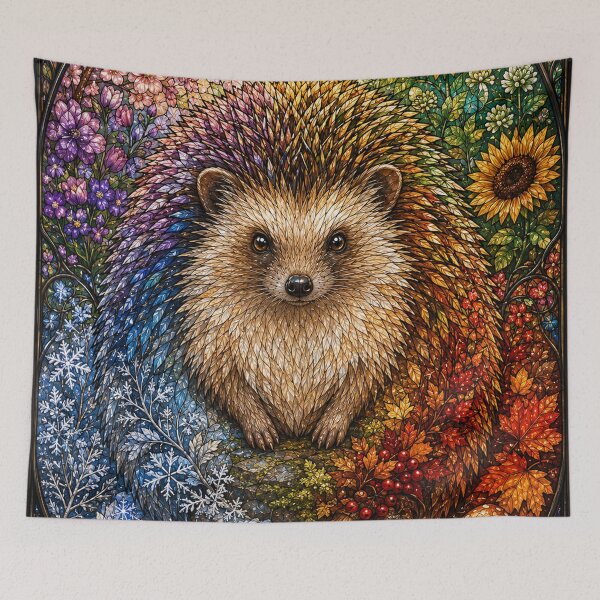 Item preview, The Little Guardian of the Four Seasons – Stained-Glass Hedgehog designed and sold by Pixel Sakura Gallery.