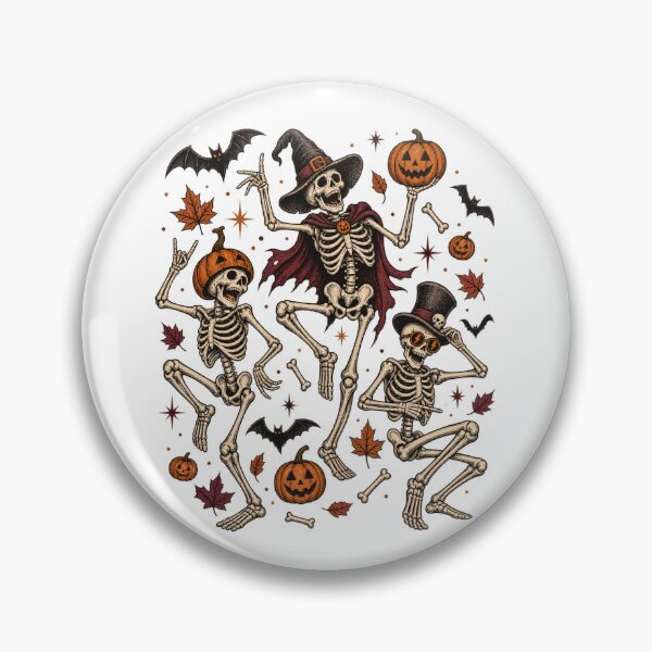 Item preview,  Halloween Dancing Skeletons with Bats and Pumpkins – Spooky Autumn  designed and sold by SOUFIANE1991.