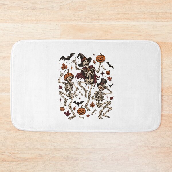 Item preview,  Halloween Dancing Skeletons with Bats and Pumpkins – Spooky Autumn  designed and sold by SOUFIANE1991.