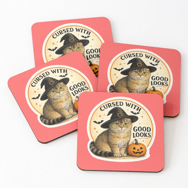 Item preview, Cursed With Good Looks – Funny Halloween Cat Meme Scottish Fold Witch designed and sold by NoodlesTheCat.