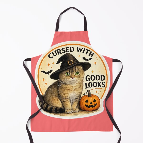 Item preview, Cursed With Good Looks – Funny Halloween Cat Meme Scottish Fold Witch designed and sold by NoodlesTheCat.