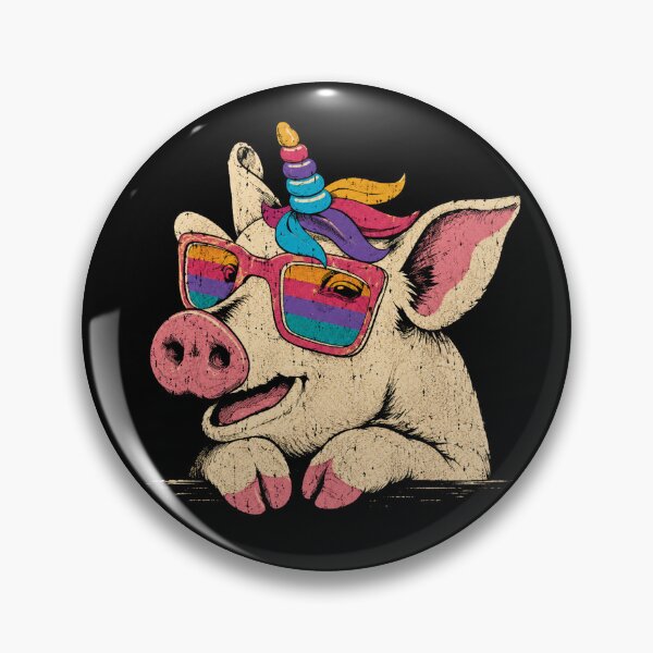Item preview, Rainbow Unicorn Pig Wearing Retro Sunglasses designed and sold by Moizento.
