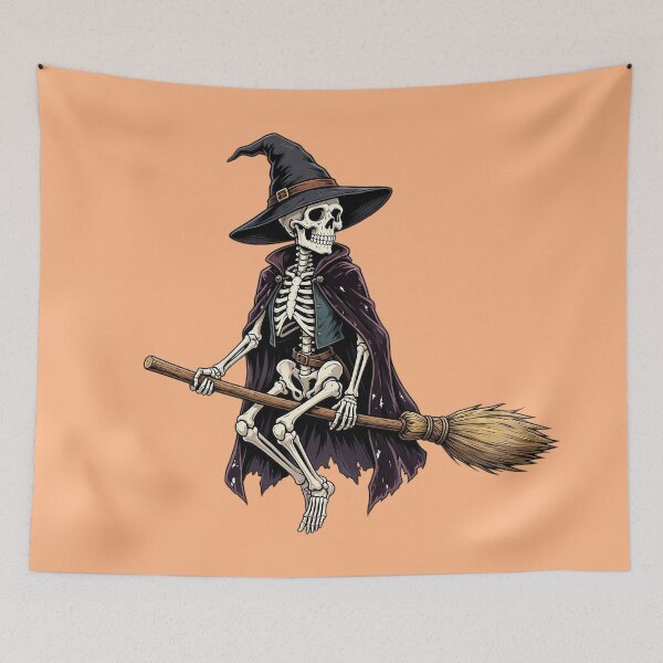 Item preview, Funny Skeleton Witch Flying on a Broom designed and sold by SweetLilith.