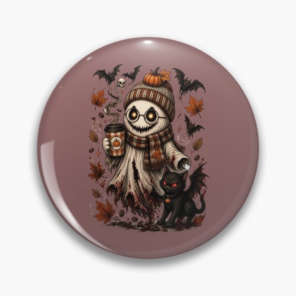 Item preview, Spooky Coffee Ghost & Winged Cat Tee designed and sold by InkWeaveShop.