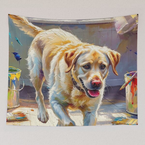 Item preview, Dog playing in paints designed and sold by The King's general goods.