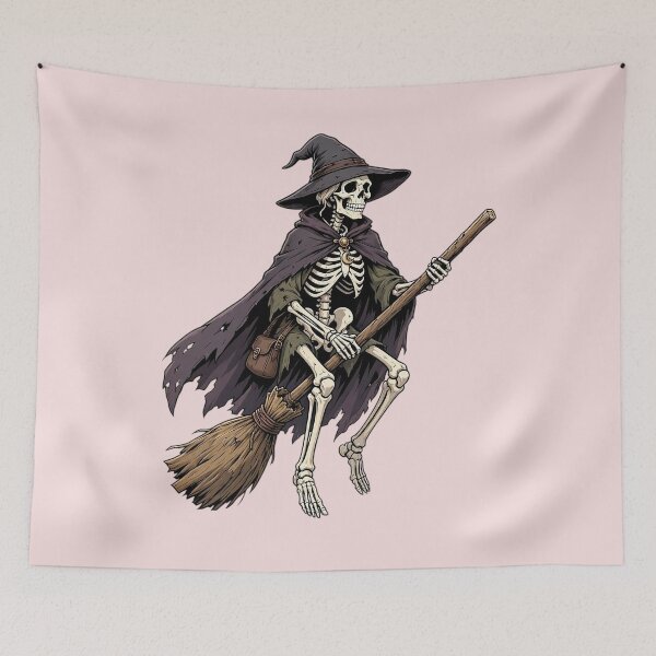 Item preview, Funny Skeleton Witch Flying on a Broom designed and sold by SweetLilith.