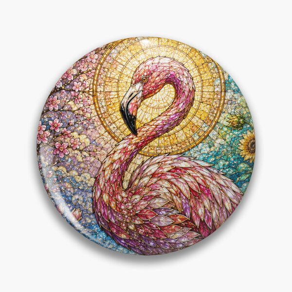Item preview, The Flamingo of the Four Seasons – Stained Glass Elegance designed and sold by Pixel Otaku Gallery.