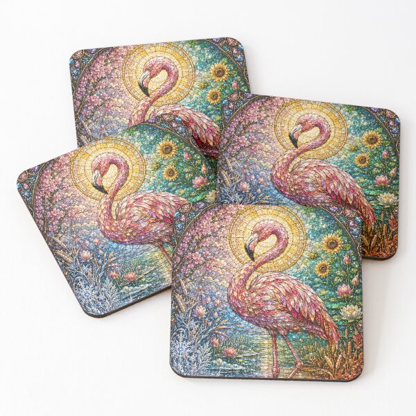 Item preview, The Flamingo of the Four Seasons – Stained Glass Elegance designed and sold by Pixel Otaku Gallery.