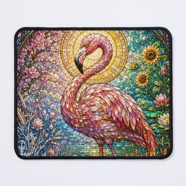 Item preview, The Flamingo of the Four Seasons – Stained Glass Elegance designed and sold by Pixel Otaku Gallery.