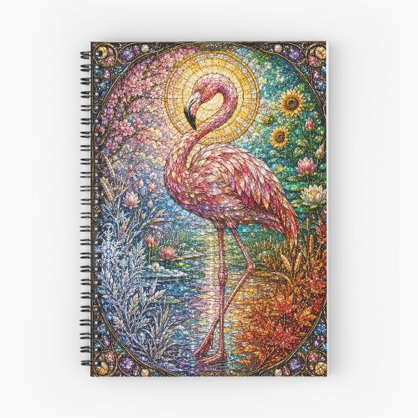Item preview, The Flamingo of the Four Seasons – Stained Glass Elegance designed and sold by Pixel Otaku Gallery.