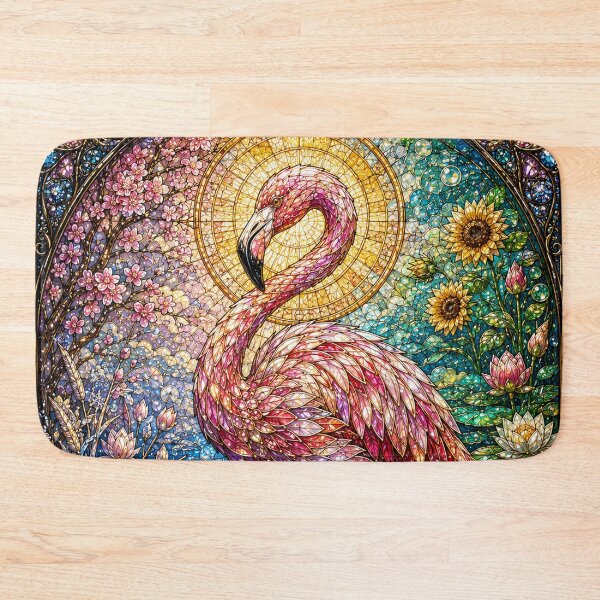 Item preview, The Flamingo of the Four Seasons – Stained Glass Elegance designed and sold by Pixel Sakura Gallery.