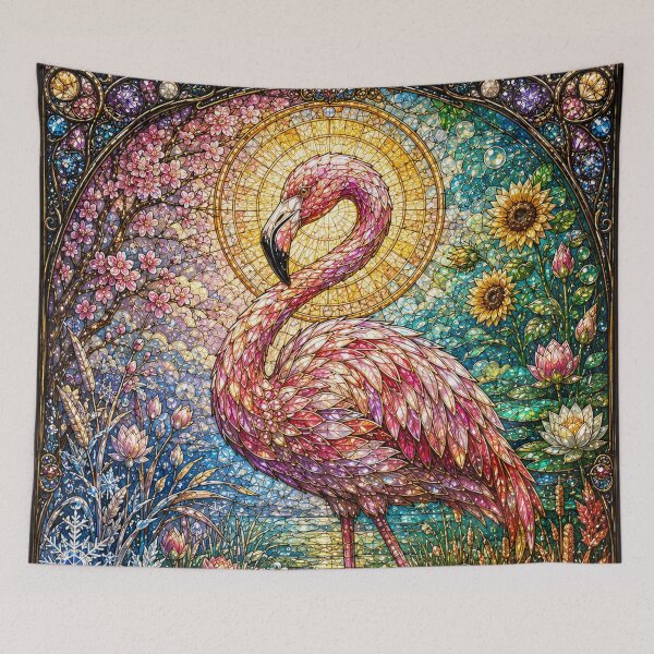 Item preview, The Flamingo of the Four Seasons – Stained Glass Elegance designed and sold by Pixel Sakura Gallery.