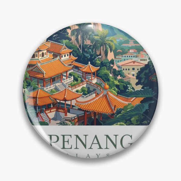 Item preview, Penang Malaysia Original Custom Vintage Poster Wall Art Design Pillow Gift designed and sold by Cool Robot Bro..