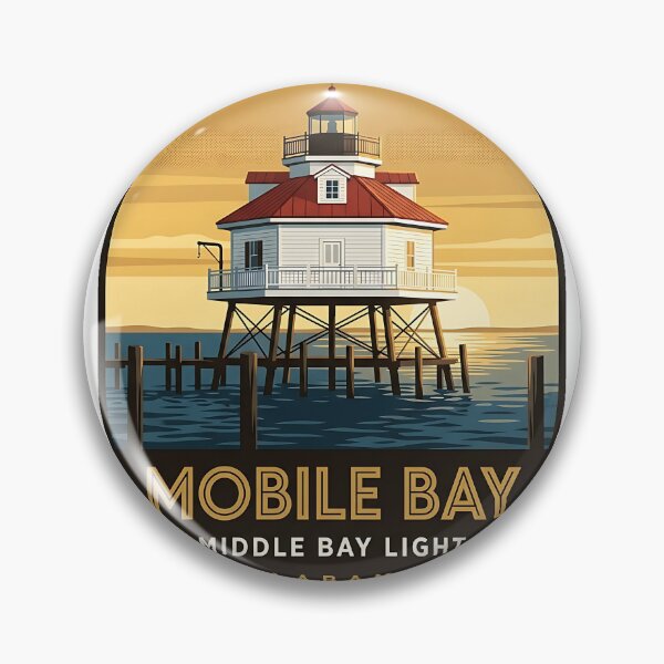 Item preview, Middle Bay Lighthouse Mobile Alabama Art Deco Sticker designed and sold by DetourDgn.