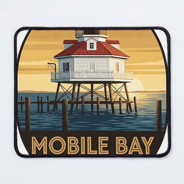 Item preview, Middle Bay Lighthouse Mobile Alabama Art Deco Sticker designed and sold by DetourDgn.