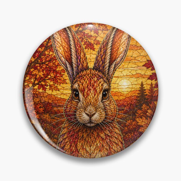 Item preview, The Autumn Rabbit – A flamboyant messenger in stained glass designed and sold by Pixel Sakura Gallery.