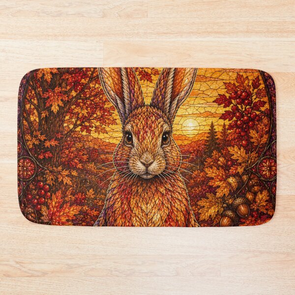 Item preview, The Autumn Rabbit – A flamboyant messenger in stained glass designed and sold by Pixel Sakura Gallery.