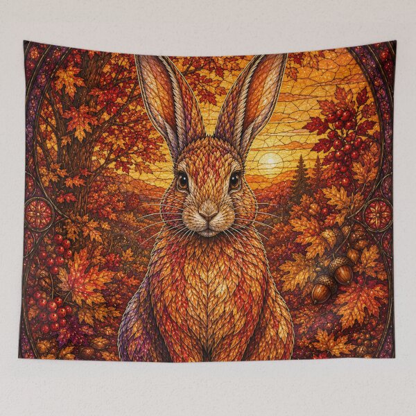 Item preview, The Autumn Rabbit – A flamboyant messenger in stained glass designed and sold by Pixel Sakura Gallery.