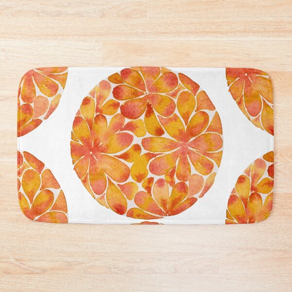 Artikelvorschau, Orangefarbenes Blumenmandala: Aquarell-Blumenkreis entworfen und verkauft von ArithraStudio.