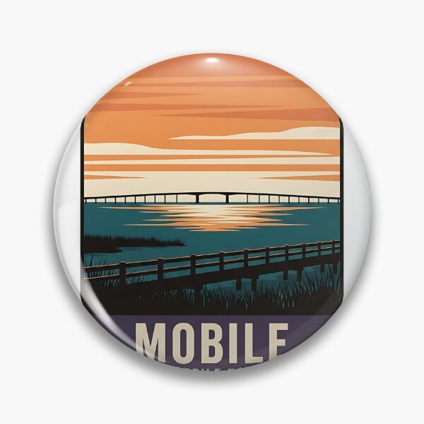 Item preview, Mobile Bay Causeway Alabama Vintage Poster Sticker designed and sold by DetourDgn.