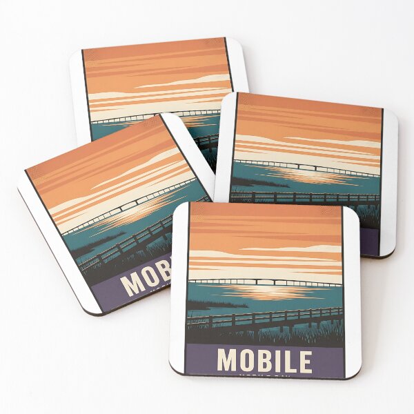 Item preview, Mobile Bay Causeway Alabama Vintage Poster Sticker designed and sold by DetourDgn.
