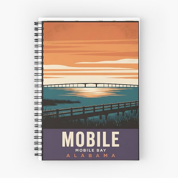 Item preview, Mobile Bay Causeway Alabama Vintage Poster Sticker designed and sold by DetourDgn.
