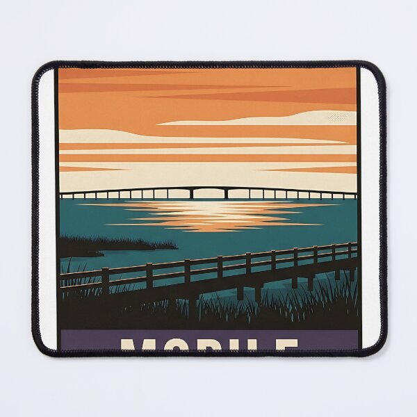 Item preview, Mobile Bay Causeway Alabama Vintage Poster Sticker designed and sold by DetourDgn.