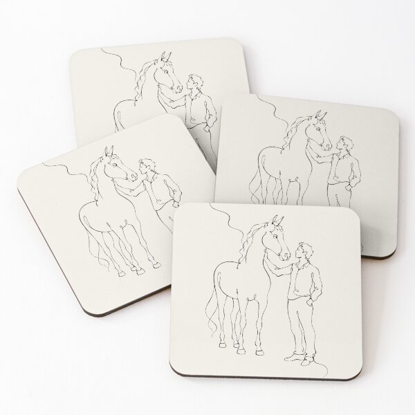 Item preview, Horse Line Drawing with Man - Equestrian Art designed and sold by FemmePod.