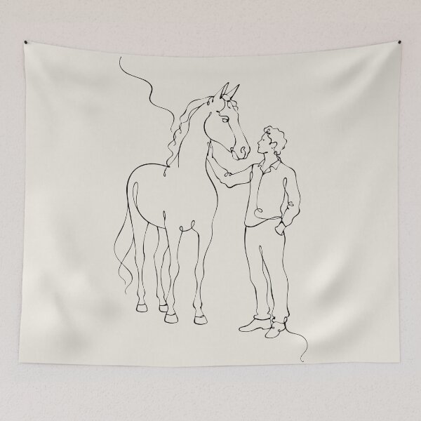 Item preview, Horse Line Drawing with Man - Equestrian Art designed and sold by FemmePod.