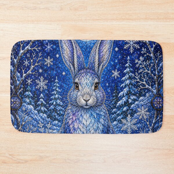 Item preview, The Winter Rabbit – Messenger of the Snows in stained glass designed and sold by Pixel Sakura Gallery.