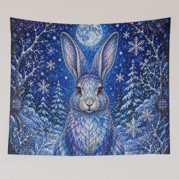 Item preview, The Winter Rabbit – Messenger of the Snows in stained glass designed and sold by Pixel Sakura Gallery.
