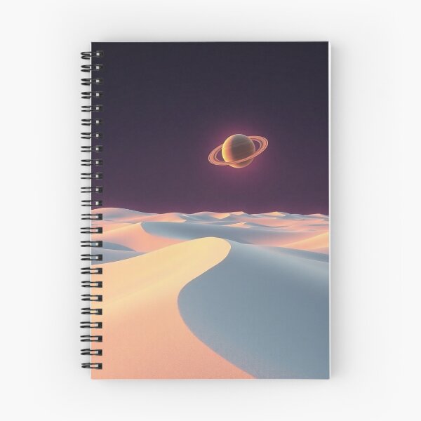 Item preview, Surreal Ringed Planet Over Pastel Desert Dunes designed and sold by IntelliMindDesigns.