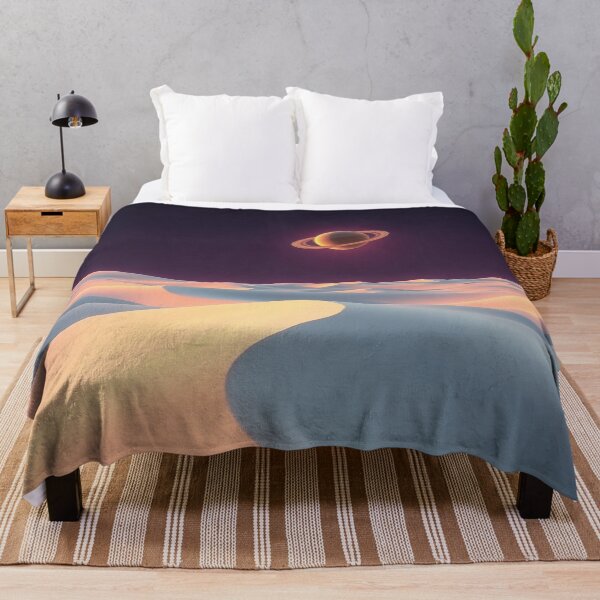 Item preview, Surreal Ringed Planet Over Pastel Desert Dunes designed and sold by IntelliMindDesigns.
