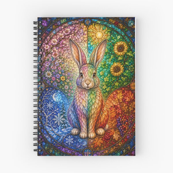 Item preview, The Four Seasons Rabbit – Messenger of Nature in Stained Glass designed and sold by Pixel Otaku Gallery.