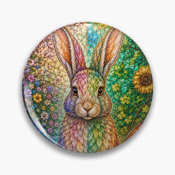 Item preview, The Four Seasons Rabbit – Messenger of Nature in Stained Glass designed and sold by Pixel Sakura Gallery.
