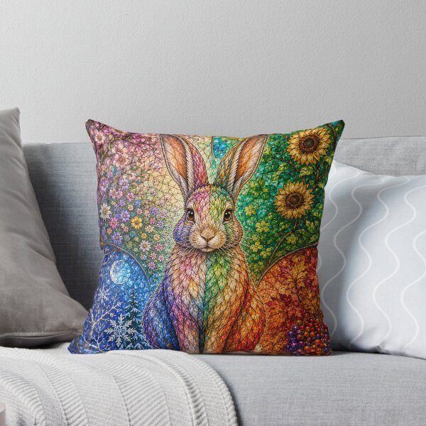 Item preview, The Four Seasons Rabbit – Messenger of Nature in Stained Glass designed and sold by Pixel Otaku Gallery.