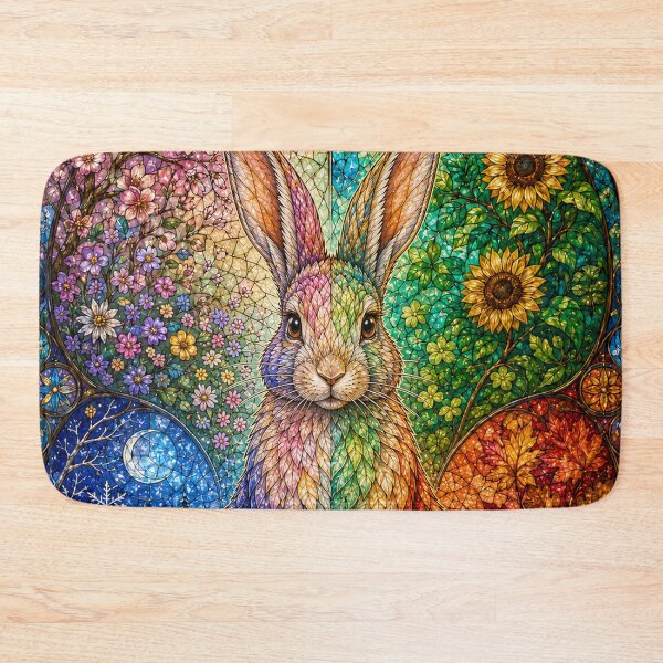Item preview, The Four Seasons Rabbit – Messenger of Nature in Stained Glass designed and sold by Pixel Sakura Gallery.