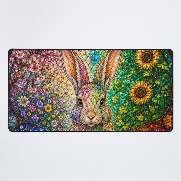 Item preview, The Four Seasons Rabbit – Messenger of Nature in Stained Glass designed and sold by Pixel Otaku Gallery.