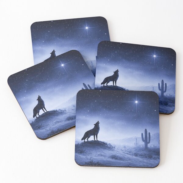 Item preview, Southwestern Coyote Howling Under Starry Desert Sky designed and sold by Stephanie Laird.