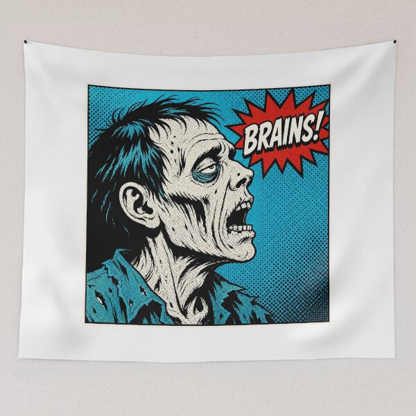 Item preview, Retro Pop Art BRAINS! Zombie – Vintage Horror Comic Book Art designed and sold by WolfmanProphecy.