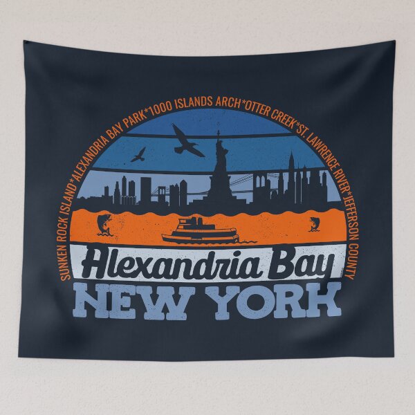 Item preview, Alexadria Bay New York Sunset Retro Vintage Local Pride Logo designed and sold by CRHPOD20.