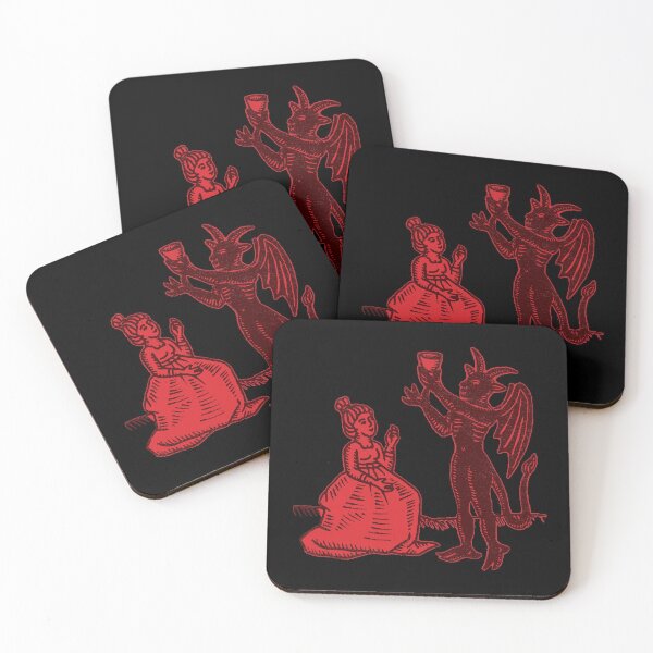 Item preview, The Demon and the Maiden (red version) - Medieval Gothic Illustration designed and sold by Dungeon-Shop.