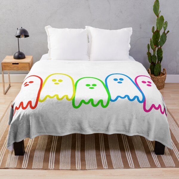 Item preview, Neon Rainbow Kawaii Ghosts Minimalist Spooky Line Art designed and sold by Aesthetic Crew.