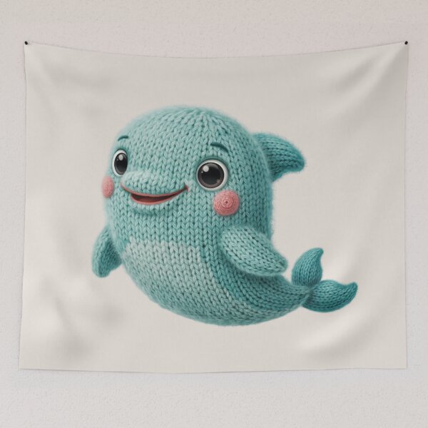 Item preview, a cute knitted cartoon Dolphin in a cozy woolen style designed and sold by 123ks.