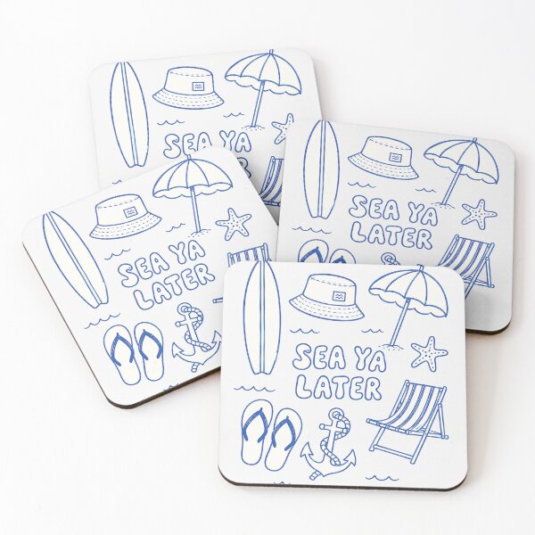Item preview, Sea Ya Later Blue Beach Doodle Coastal Surf Art designed and sold by Yellowriversss.