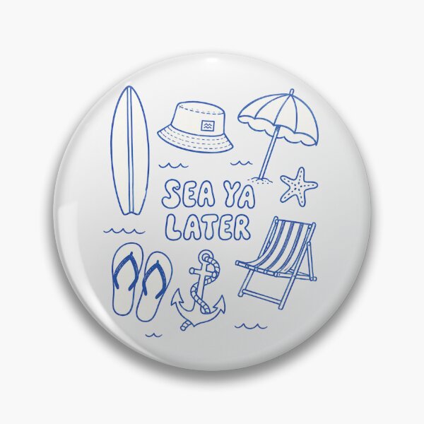 Item preview, Sea Ya Later Blue Beach Doodle Coastal Surf Art designed and sold by Yellowriversss.
