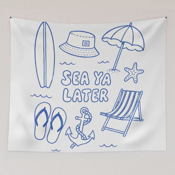 Item preview, Sea Ya Later Blue Beach Doodle Coastal Surf Art designed and sold by Yellowriversss.