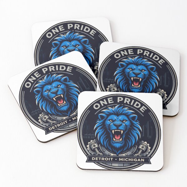 Item preview, One Pride Detroit Lion Industrial Engine Crest Fan Art designed and sold by Pandora´s Box.