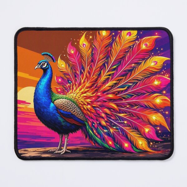 Item preview, Radiant Peacock – Vibrant Sunset Feathers Illustration designed and sold by Dogandesighn.