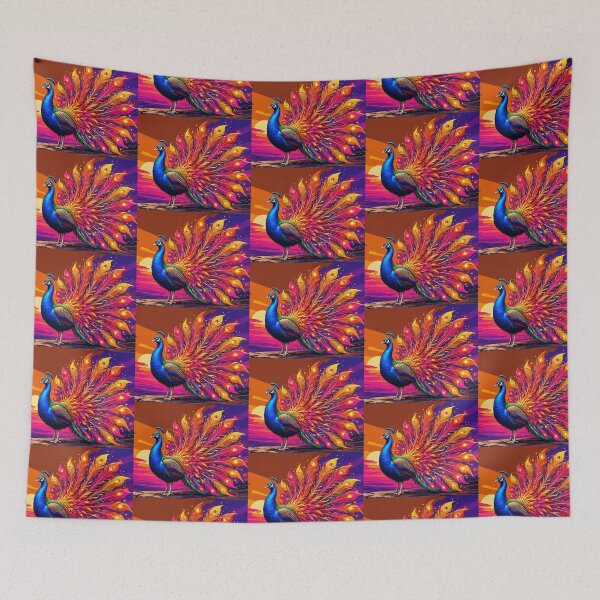 Item preview, Radiant Peacock – Vibrant Sunset Feathers Illustration designed and sold by Dogandesighn.